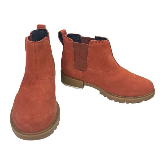 SOREL Emelie II Chelsea WP Leather Warp Red / Gum 2 Booties - Size 5.5 - Picture 4 of 10